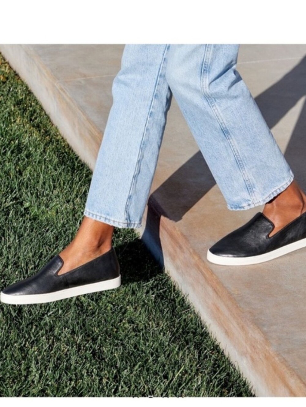 Birdies Black Slip-On Leather Loafers with White Sole